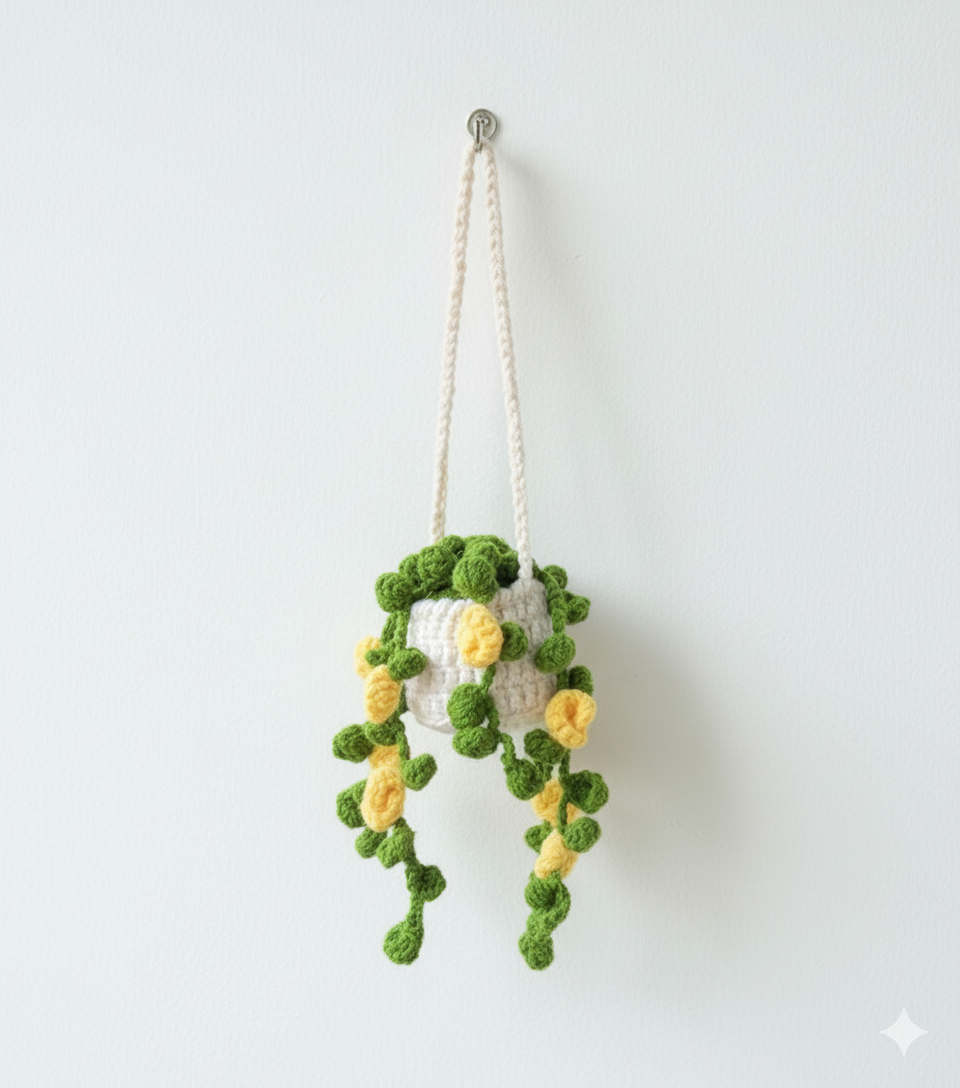 Crochet Yellow Flower Pot