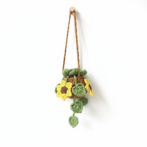 Crochet Sunflower Hanging Pot