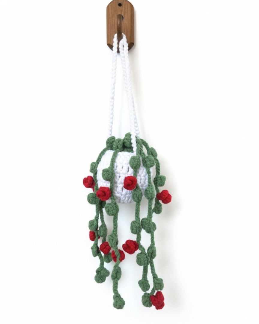 crochet rose flower pot ￼