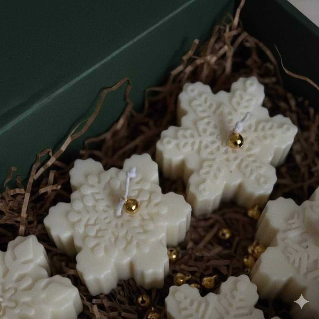 Scented snowflake soy wax candle