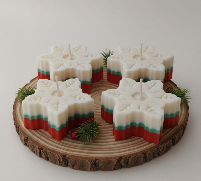 Scented three layer christmas snowflake candle