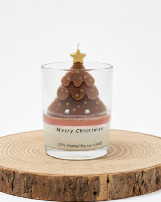 Merry Christmas glass tree soy wax candle