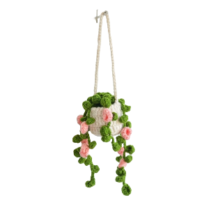 Crochet Pink Flower Pot