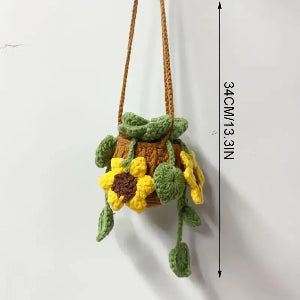 Crochet Sunflower Hanging Pot
