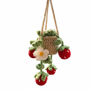Crochet Strawberry Hanging Pot